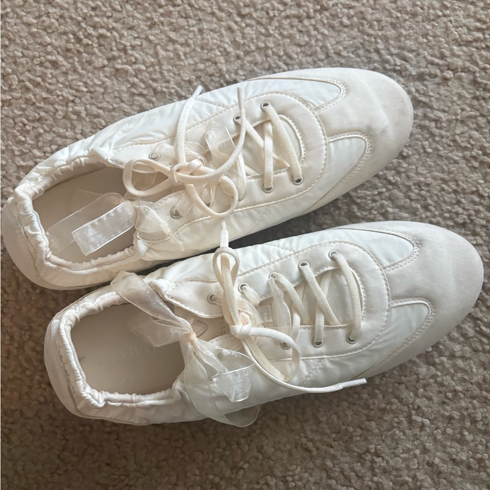 Women’s White Lace-Up Sneakers